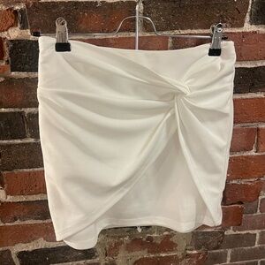 White Mini Skirt with Twist Detail